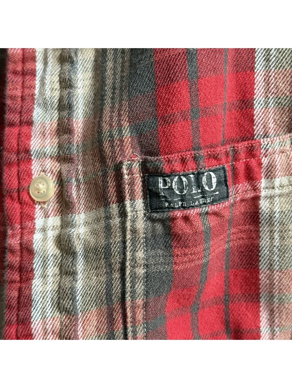 Polo Ralph Lauren Flannel Shirt Youth M 10-12 Red Plaid Cotton Vintage Style